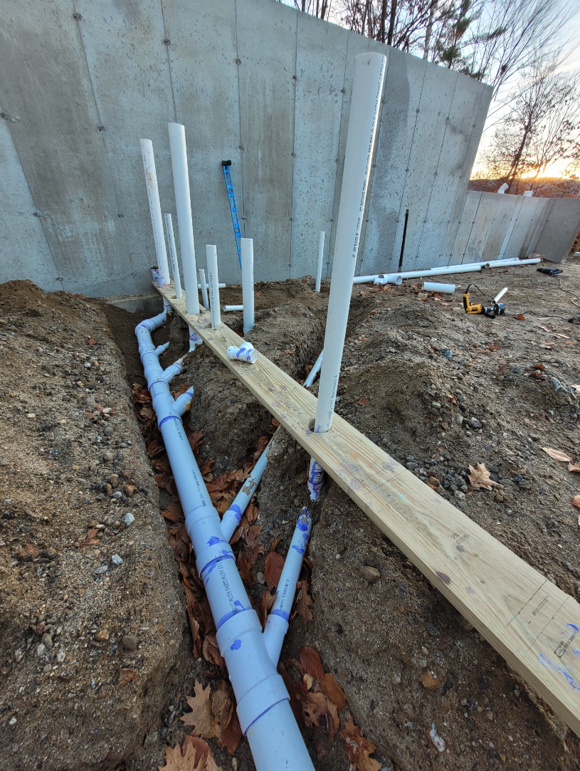 building drain pvc pipes under a concrete slab riser diagram